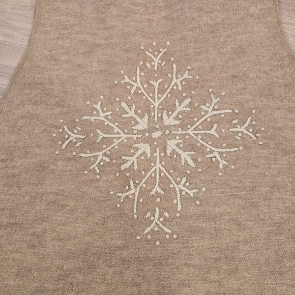 Coldwater Creek Wool Cardigan Vest Womens Large Embroidered Cable Knit VNeck Zip - Picture 9 of 9